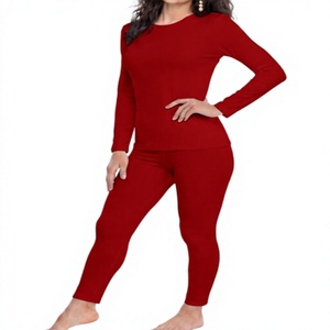 Conjunto de Ropa Interior Térmica sin Costuras para Mujer, Camiseta y Pantalones Largos, Color Morado Sólido, Cuello y Mangas, Capa Base, Ropa Cálida de Invierno, Conjunto de Dos Piezas, Secado Rápido - Product Image 2