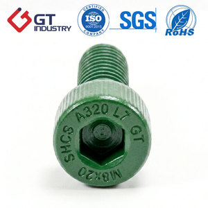 Tornillo Allen ISO de Cabeza Hexagonal DIN912, PTFE Xylan Verde, <span class=keywords><strong>ASTEM</strong></span> A320 L7, Tamaño Métrico, Acero Aleado, Clase 12.9 - Product Image 2