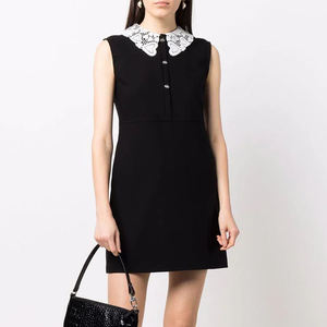 Mini robe moulante en dentelle, vêtement coréen pour femmes, sans manches, à col chemise et <span class=keywords><strong>ligne</strong></span> a, mode shopping, collection - Product Image 1