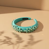 DREAM FASHION Bandeaux de luxe légers et durables en cristal turquoise de créateur, ornés de strass, pour cheveux de fille coréenne