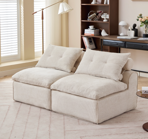 Beige + Tapizado + 2 Asientos + Espuma