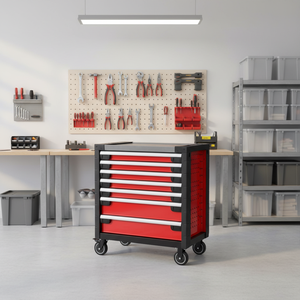 Chariot à outils robuste en acier inoxydable à 7 tiroirs avec serrure, glissières à billes, certifié OEM ISO9001 pour <span class=keywords><strong>garage</strong></span> et atelier - Product Image 1