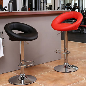 Tabouret de bar vintage en cuir vert, tabouret de bureau, tabouret de réception avec réglage à vérin à gaz et base pivotante pour hôtel et restauration - Product Image 5