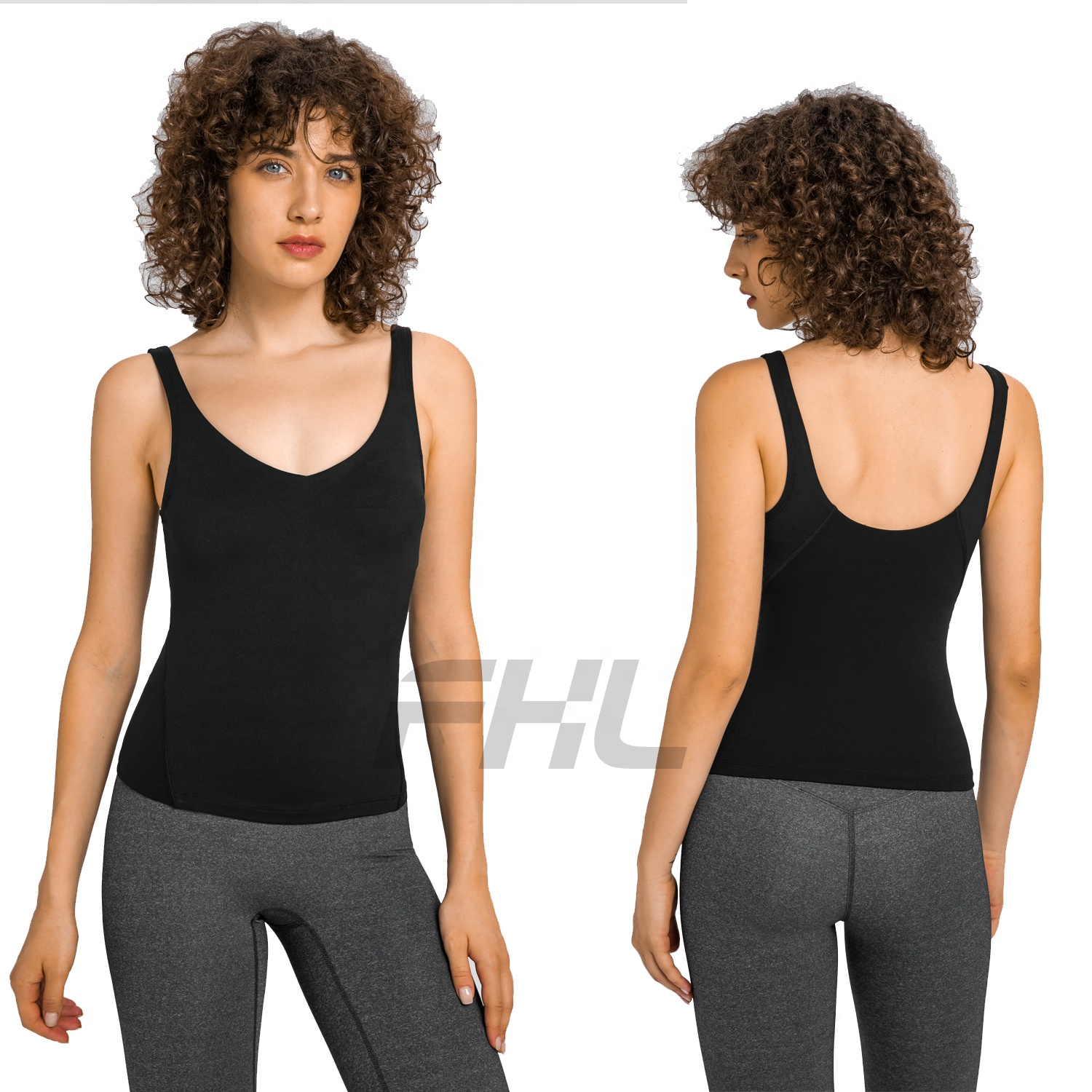 2023 Spring Color V-neck Yoga Tank Top for Women U-shaped Back, Skin-friendly Nude Skintight Fitness Vest Better Than -