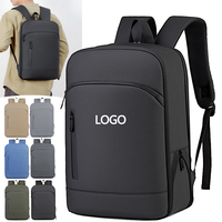Sac à dos unisexe personnalisé avec logo, durable, pour ordinateur portable, avec port USB, doublure en polyester, tendance, pour voyages d'affaires, imperméable, pour hommes