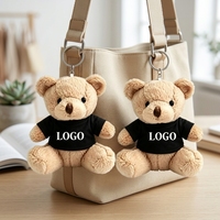 Mini-ours en peluche personnalisés pas chers avec logo, 11 cm, mignons, animaux en peluche pour décorer les sacs, ours en peluche avec t-shirt, jouet porte-clés