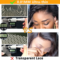 13x4 HD Transparan untuk Rambut Virgin 0.10mm Ultra-tipis Body Wave Rambut Manusia Brazil 20 Inch Pre-plucked Garis Rambut Rapi