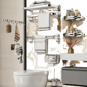 Modern Eco-Friendly 304 Stainless Steel Wall-Mounted <b>Bathroom</b> Storage Shelves & <b>Accessories</b> Set - Product Image 3