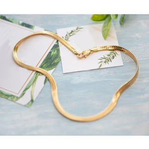 Collar de cadena de acero inoxidable con forma de espiga para mujer, Gargantilla, oro de <span class=keywords><strong>18</strong></span> quilates, serpiente plana - Product Image 2