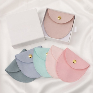 8*8cm Microfiber Jewelry Bags Personalized Jewelry Packaging Pouch Roubd Jewelry Pouch Bag With Logo - Product Image 2