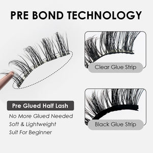 مصنوع يدويًا ويسبي لاصق مسبقًا ذاتي اللصق صمغي بالكامل لا يحتاج الغراء بالجملة مورد نصف رموش - Product Image 3