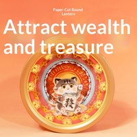 Lucky Wealth Treasure, Patrimoine Culturel Immateriel, Lampe Créative 3D à Effet de Lumière et d'Ombre, Lampe en Papier Découpé, Lanterne Portable Faite à la Main DIY