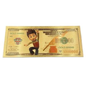 Billet de banque commémoratif officiel en feuille d'or de dessin animé PAW Patrol, pièce de monnaie en plastique, marque-page pour enfants, cadeau pour diffusion en direct - Product Image 5