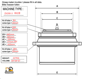 Коробка передач для <span class=keywords><strong>Hitachi</strong></span> <span class=keywords><strong>ZAXIS</strong></span> ZH200-A ZX200-3 ZX200-3G ZX200-5G Экскаватора Запасные Части редуктор 9233692 9261222 редуктор - Product Image 5