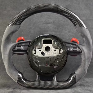 Botones de inicio personalizados <span class=keywords><strong>Volante</strong></span> de cuero de fibra de carbono para <span class=keywords><strong>Audi</strong></span> B8 S4 A3 A5 A6 A6L <span class=keywords><strong>A4</strong></span> Q7 TT RS4 RS5 A4L C8 Q5 S5 B9 actualizado - Product Image 1