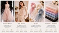 Tissu en organza 100% soie de mûrier, teint en fil, tissu de soie de luxe pour la couture nuptiale et la fabrication de vêtements en gros