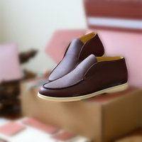 Mocassins Homme Mi-hauts en Cuir Véritable à Enfiler Style Old Money Chaussures de Conduite de Luxe Designer