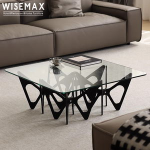 Wisemaxfurniture ý Bàn cà phê thủy tinh Mesa de Centro Para Sala Thiết kế phòng khách vuông bướm bên Cocktail bảng - Product Image 4