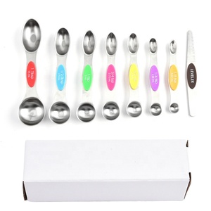 Ensemble de 8 cuillères à mesurer magnétiques en acier inoxydable avec niveleur, tasses et cuillères à mesurer empilables pour la cuisine et la pâtisserie - Product Image 3