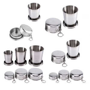 Offre Spéciale Gobelet à Eau en Acier Inoxydable 60 ml, Tasse de Camping Pliable Verre à Shot Extensible pour Voyage/<span class=keywords><strong>Randonnée</strong></span>/Pique-Nique - Product Image 1