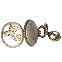 Collier montre de poche Nightmare Jack Skull & Sally avec pendentif squelette, collier en bronze vintage pour cosplay, cadeau pour les fans