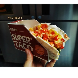 Porte-tacos en papier Boîte d'emballage alimentaire en papier Plateau dégradable Popcorn Burrito Impression personnalisée Boîte de plateau d'aliments sucrés - Product Image 6