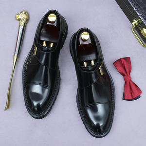 Chaussures en cuir pour hommes à semelle épaisse tendance 2025, chaussures habillées formelles avec boucles en cuir et chaussures décontractées pour hommes - Product Image 2