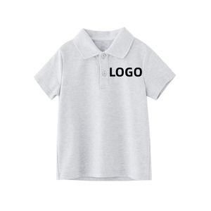 T-shirt a maniche corte in cotone 100% tinta unita per bambini, personalizzabile con logo, polo a maniche corte con risvolto alla moda per l'estate - Product Image 6