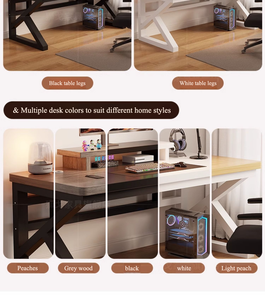 Table de divertissement pour le salon, bureau d'écriture rectangulaire pour e-sport avec PVC imperméable, acier inoxydable, design moderne - Product Image 5