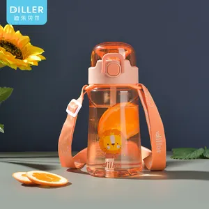 School children bpa free cartoon water bottle straw kids drink bottles leak proof