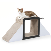 Arbre à gratter pour chat en carton modulaire élégant, griffoir et perchoir de repos en un seul