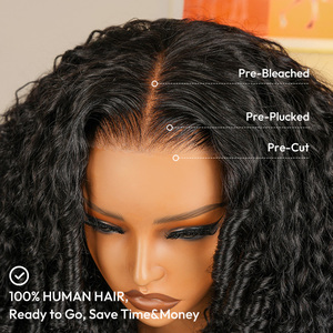 Perruque 100% Cheveux Humains Bouclés Ondulés Profonds Sans Colle, Perruques Frontales HD Lace 13x6 Pré-Coupées Pré-Plumées, Boucles Spirales Longues - Product Image 3
