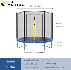 Petit trampoline rond pour enfants PINJIAN Factory Direct Trampoline d'intérieur de 1m avec filets de protection - Product Image 5