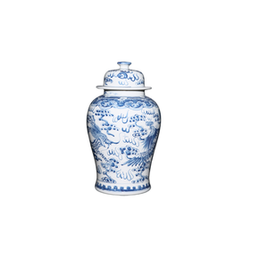 Vaso da Terra in Porcellana Blu e Bianca con Dragone e Fenice, Stile Art Déco, Fatto a Mano in Cina, Grande Capacità, Decorazione in Ceramica - Product Image 2