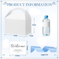 7942 boîte-cadeau de pignon de bienvenue en carton blanc personnalisé avec des rubans bleus pour la fête de mariage facile à assembler élégante grande boîte de pignon