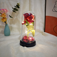 OEM penutup akrilik menengah lampu LED penutup kaca mawar bunga Foil emas buatan untuk ibu wanita hadiah saudara perempuan