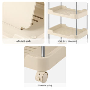 रैक भंडारण शेल्फ मोबाइल रोलिंग कार्ट रीडिंग बोर्ड मल्टी-लेयर पीपी स्टेनलेस स्टील होम ऑफिस स्टोरेज शेल्फ व्हील के साथ - Product Image 2