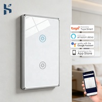 Interruptor táctil WiFi de 2 botones para EE. UU., 220 V, control remoto, compatible con Alexa y la aplicación Google Smart Life, interruptor de pared