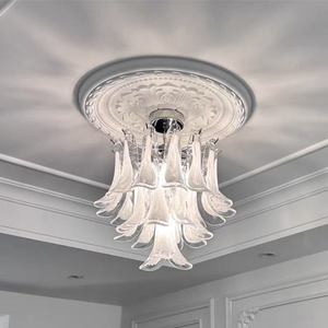 Lustre en verre et fer forgé Meiliya, style <span class=keywords><strong>vintage</strong></span> français, taille moyenne, à plusieurs niveaux, avec LED, garantie 2 ans, installation facile - Product Image 2