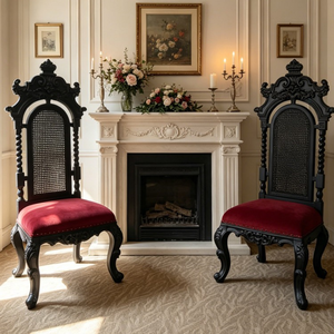 Chaise de salle à manger baroque en bois massif, sculptée à la main, pieds tournés, écologique, durable, dossier haut, pour événements, hôtels, villas - Product Image 2