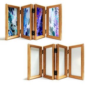 Cadre de support pliable à 4 panneaux en bois de bambou vierge pour sublimation - Cadre photo personnalisable imprimable recto simple - Product Image 3