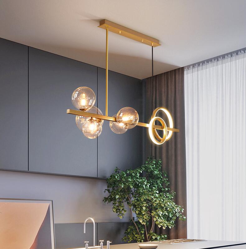 Nordic modern brief simple design G4 led staircase long chandelier lighting  gold iron  glass lights for sitting room