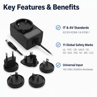 Adaptateur secteur interchangeable Frontpower 5V 2A avec alimentation centrale positive 2,1 x 5,5 mm et 2,5 x 5,5 mm pour capteur