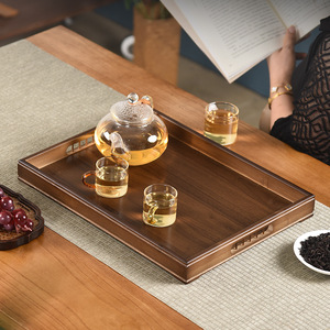 Grand plateau de service en bois pour thé, café, sushi, pain, usage domestique ou hôtelier, couleur unie FJ96580 - Product Image 1