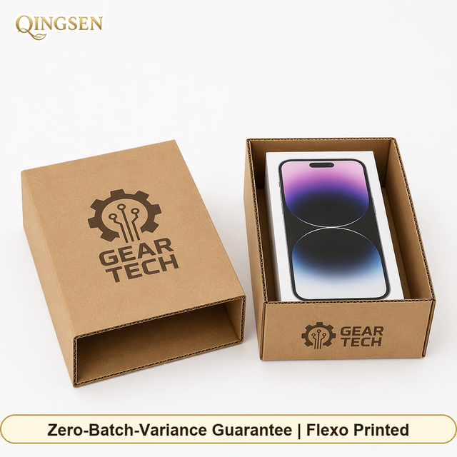 Custom Kraft Corrugated Sleeve Box Flexo Printed Electronic Mailer Packaging for Mobile Phone Retail Commercial Branding