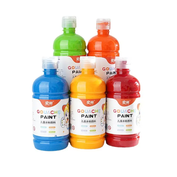 500ml 24 Cores Imprensa Garrafa Tinta Acrílica Manual Diy Lavável Art Set Desenho Pigmento Acrílico Atacado para Crianças Vasos de Plástico