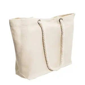 جديد مخصص حبل كبير يحمل حقيبة يد قوي قماش قماشي قابل لإعادة الاستخدام تسوق بقالة حبل شاطئ يحمل حقيبة حمل