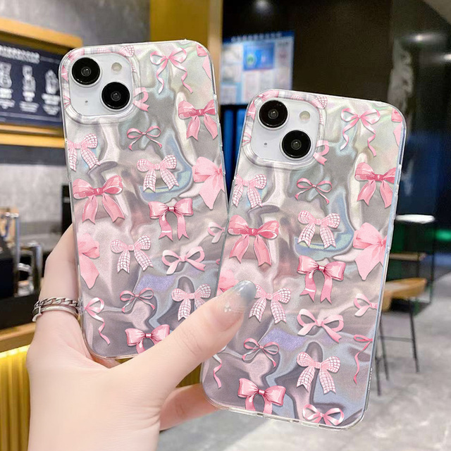 Fashion Sweet pink Bow Phone Case Suitable for Apple iPhone &Samsung Galaxy Cases Support Customize DIY Pattern