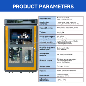 Distributeur d'eau à double sortie grand débit, forme personnalisée, 800 GPD, osmose inverse, 24/7 sans surveillance, qualité alimentaire, antirouille, UV - Product Image 2