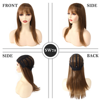 SW78 - Perruque en fibre capillaire naturelle pour femme, lisse avec frange, système de remplacement capillaire pour femme - Vente en gros